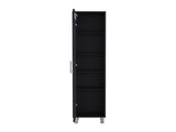 Storage Cabinet 71"H with 5-Tier Shelf, 3 Broom Hangers and Metal hardware, Black B097P221373