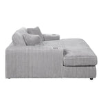 ZUN ACME Hilde Chaise w/2 Pillows, Beige Velvet LV03681