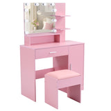 Pink Textured Particle Board with Melamine Coating Vanity Set with 1 Drawer, 1 Door, and 3 Shelf 48357904