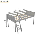 ZUN Twin Size Wood Low Loft Bed with Ladder, ladder can be placed on the left or right, Gray 92722703