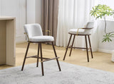 Chaya Indoor Upholstered Bar Stool with Metal Frame, Walnut Finished and Beige Upholstery, Set of 2 N775P340830B