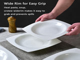 9.25 Inch Square Pasta Bowls Set of 6, 17oz White Porcelain Soup Plates, Microwave & Dishwasher Safe 15883057