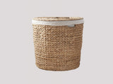 Ludmilla Round Tall Water Hyacinth Woven Wicker Laundry Hamper with Lid - For Clothes, Canvas, Toys B093P169705