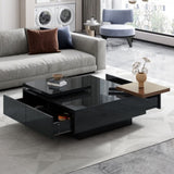 U-Can Movable Top Coffee Table, Modern Square Wood Coffee Table with High Gloss finish, 4 Hidden WF324734AAB
