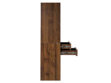 Tall Narrow Bookshelf, Slim Floor-Standing Storage Cabinet with 2 Drawers & 5 Open Shelves, Display W331P485806