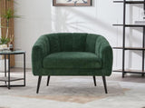 29.9'' Modern Upholstered Chenille Vanity Barrel Accent with Metal Legs, Channel Tufted Lounge W3118P328899