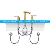 Brushed Gold 3-Hole Low-Arch 8 Inch Widespread Bathroom Faucet, Vanity Sink Faucet with Metal Pop Up 63313083