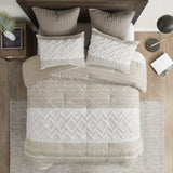 King/Cal King 3 Piece Cotton Comforter Set with Chenille Tufting B035128804