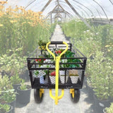 Steel Garden Cart, Heavy Duty 1400 lbs Capacity, with Removable Mesh Sides to Convert into Flatbed, W1422112806