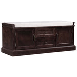 ZUN Storage Bench with 2 Drawers and 2 Cabinets, Shoe Bench with Removable Cushion for Living Room, 24970634