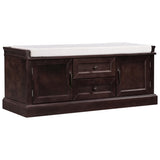 ZUN Storage Bench with 2 Drawers and 2 Cabinets, Shoe Bench with Removable Cushion for Living Room, 24970634