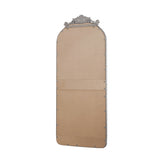 58"x24" Arched Full Body Mirror with Vintage Ornate Carved Applique on Top and Bottom, Hanging Wall W757P286274