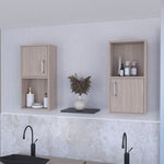 ZUN White Oak 2 Bathroom Medicine Cabinets with Open Shelf B062P175074