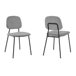 ZUN Metal Dining Chair with Velvet Upholstery, Set of 2, Black and Gray B056P161728