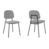 ZUN Metal Dining Chair with Velvet Upholstery, Set of 2, Black and Gray B056P161728