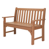 49in Vertical Backrest Teak Color HDPE Bench 56728345