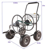 ZUN Garden Hose Reel Cart - 4 Wheels Portable Garden Hose Reel Cart with Storage Basket Rust Resistant W227P194231