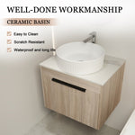 ZUN 24 " Modern Design Float Bathroom Vanity With Ceramic Basin Set, Wall Mounted White Oak Vanity With 94581805