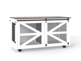 47.2" Mobile Dog Crate with Flip-Top Feeding Door, Dual-Access & 5 Caster System , Side 26308140