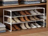 3-Tier Steel & PP Plastic Shoe Storage Shelf, Stackable Organizer for Small Spaces, White 58854563