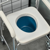 Gray Shower Commode Wheelchair, Waterproof Rolling Over Toilet Chair with Padded Seat 33724460