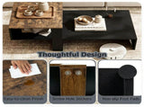 2-Tier Modern Geometric Coffee Table Engineered Wood Low Center Table with Storage Shelf, Waterproof 47020123