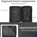 Luggage Sets 3 Piece, Expandable Hard shell ABS Suitcases Double Spinner, Travel luggage Set N730P296765B