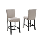 ZUN Biony Tan Fabric Counter Height Stools with Nailhead Trim, Set of 2 T2574P181629
