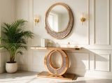 Modern Hand-Crafted Crescent Crushed Diamond Wall Mirror, High Quality Multi-Use Vanity W3836P538580
