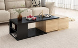 ZUN 47.2''-57''W Coffee Table with 2 Storage Drawers, Dual-tone Wood Center Table with 58937156