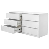 ZUN FCH 6 Drawer Double Dresser for Bedroom, Wide Storage Cabinet for Living Room Home Entryway, White 76423691