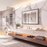 40*30inch LED Bathroom Beveled Mirror,3000-6000K Gradient Front and Backlit LED Mirror for W2091P214096