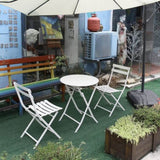 3 Piece Patio Bistro Set of Foldable Round Table and Chairs, White W1586P143153