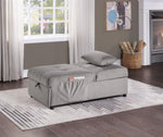 ZUN Modern Lift Top Storage Bench with Pull-out Bed 1pc Brownish Gray Velvet Tufted Solid Wood Furniture B011P170006