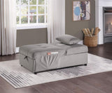 Modern Lift Top Storage Bench with Pull-out Bed 1pc Brownish Gray Velvet Tufted Solid Wood Furniture B011P170006
