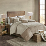 7 Piece Faux Suede Comforter Set Tan Cal King B03597131
