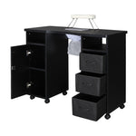 ZUN MDF Double Cabinet 3 Drawers 1 Door With Fan Manicure Table Black 33888611