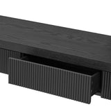 TREXM Rustic Console Table with 3 Fluted Drawers - Solid Wood Veneer Entryway Table Featuring N715P290573B