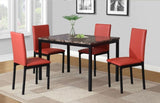 Noyes Faux Leather Seat Metal Frame Dining Chairs, Set of 4, Red T2574P164526