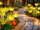 Yellow solar lantern with glowing flowers and stems, upgraded solar panels, solar lantern for 54647674