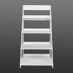 ZUN Wood Plastic 4-Tier Ladder Style Shelf Plant Stand White 01738694