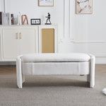 ZUN Elegant Long - shaped Storage Ottoman Bench of boucle material with Simple and Grand Design, White N769P227979W