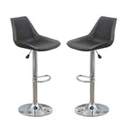 ZUN Dining Kitchen Adjustable Bar stool Chair Ebony Color Wax Polyurethane Leather Chrome Base Modern B011P151354