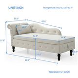 Aijia 60" Velvet Multifunctional Storage Chaise Lounge Buttons Tufted Nailhead Trimmed Solid Wood W111753127