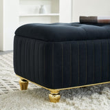 47.24''W Storage Ottoman,Upholstered Velvet Fabric Storage Ottoman with Safety Hinge, gold W579P224706