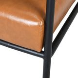 Mid-Century Modern Accent Chair with Brown Faux Leather Upholstery, Padded High Backrest, Metal N767P203868B
