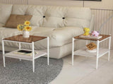 Set of 2 End Tables, Nightstand with Tempered Glass Tabletop, Compact Side Table with 42906035