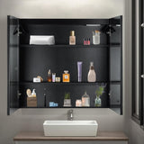 LED Bathroom Wall Cabinet, Double Door Bathroom Mirror Cabinet, Black 60402434
