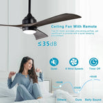 ZUN 52" Ceiling Fan with Lights Remote Control,Quiet DC Motor 3 Blade Ceiling Fans 6 Speed 33259827