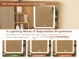Vanity Table with LED-Illuminated Mirror, Power Outlet, Hairdryer Holder & Stool Compact Dressing 71925023